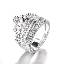 bagues en argent 925 bagues bijoux femmes pop creative femmes couronne diamant bague deux pièces ensemble pour fiançailles de mariage